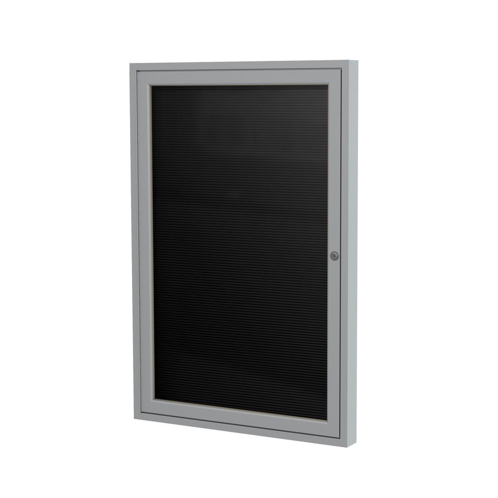 Ghent 1 Door Enclosed Vinyl Letter Board with Satin Aluminum Frame, Black, 24"H x 18"W, Black. Picture 1