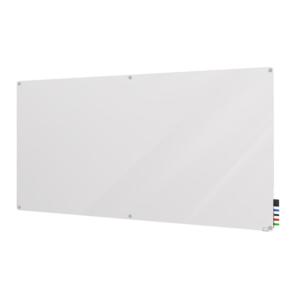 Ghent 4'x8' Harmony Glass Board, Colors - Radius Corners - White - 4 Markers and Eraser. Picture 1