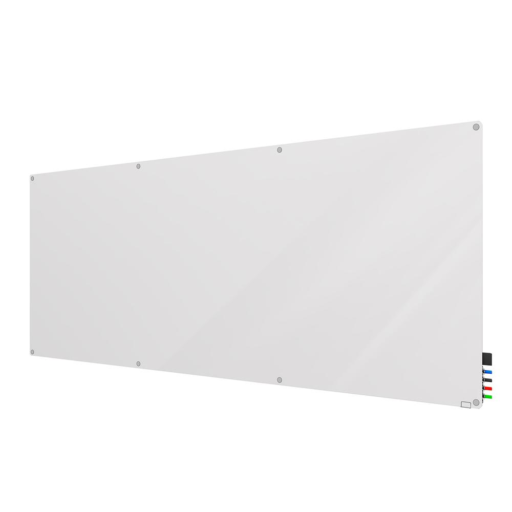 Ghent Harmony Magnetic Glass Whiteboard with Radius Corners, 4'H x 10'W, White. Picture 1