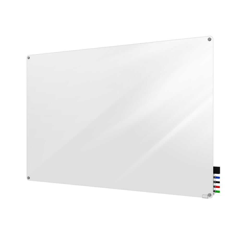 Ghent 2'x3' Harmony Magnetic Glass Board, Colors - Radius Corners - White - 4 Rare Earth Magnets, 4 Markers and Eraser. Picture 1