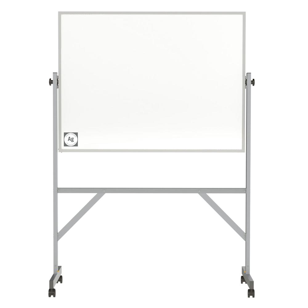 Reversible Magnetic Hygienic Porcelain Whiteboard with Aluminum Frame, 3'H x 4'W. Picture 1