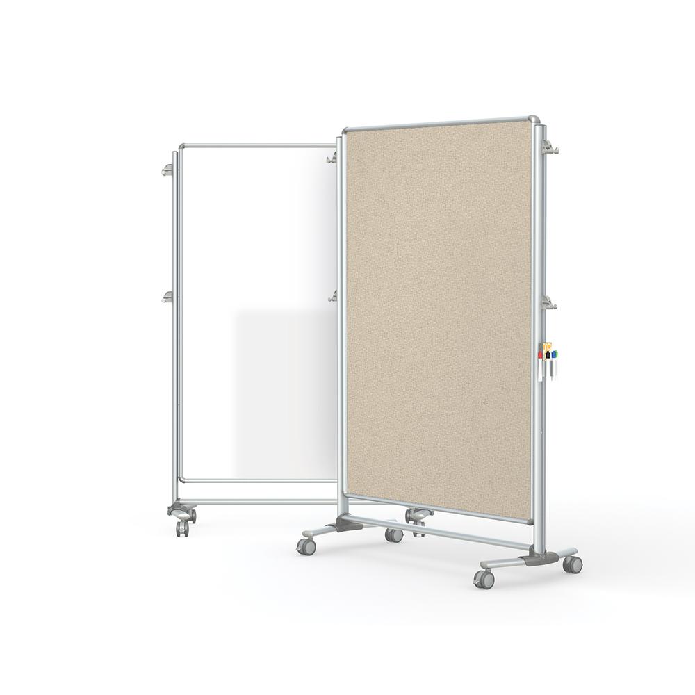 76⅛" x 52⅜" Nexus Partition - 2-Sided Mobile Porcelain Magn WB/ Fabric TB Beige. Picture 1
