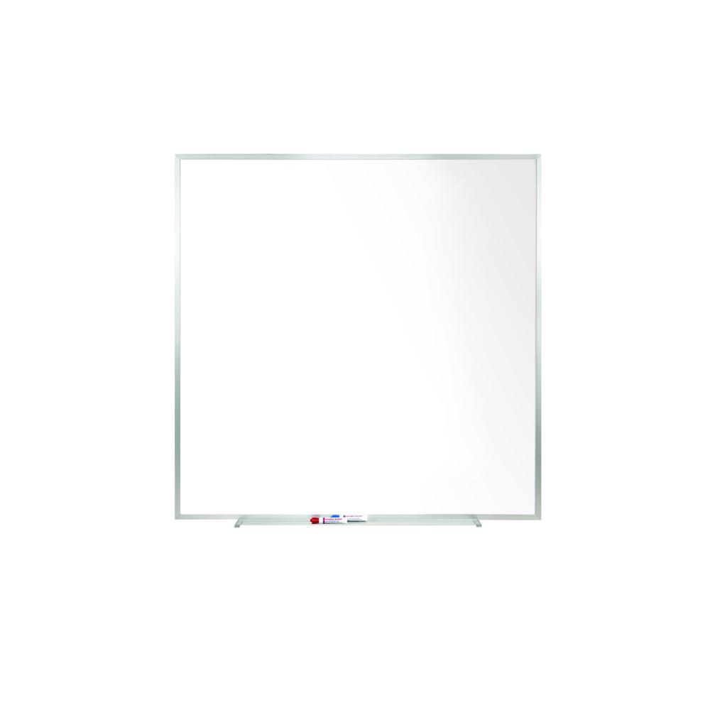 Ghent Magnetic Porcelain Whiteboard with Aluminum Frame, 4'H x 4'W. Picture 1