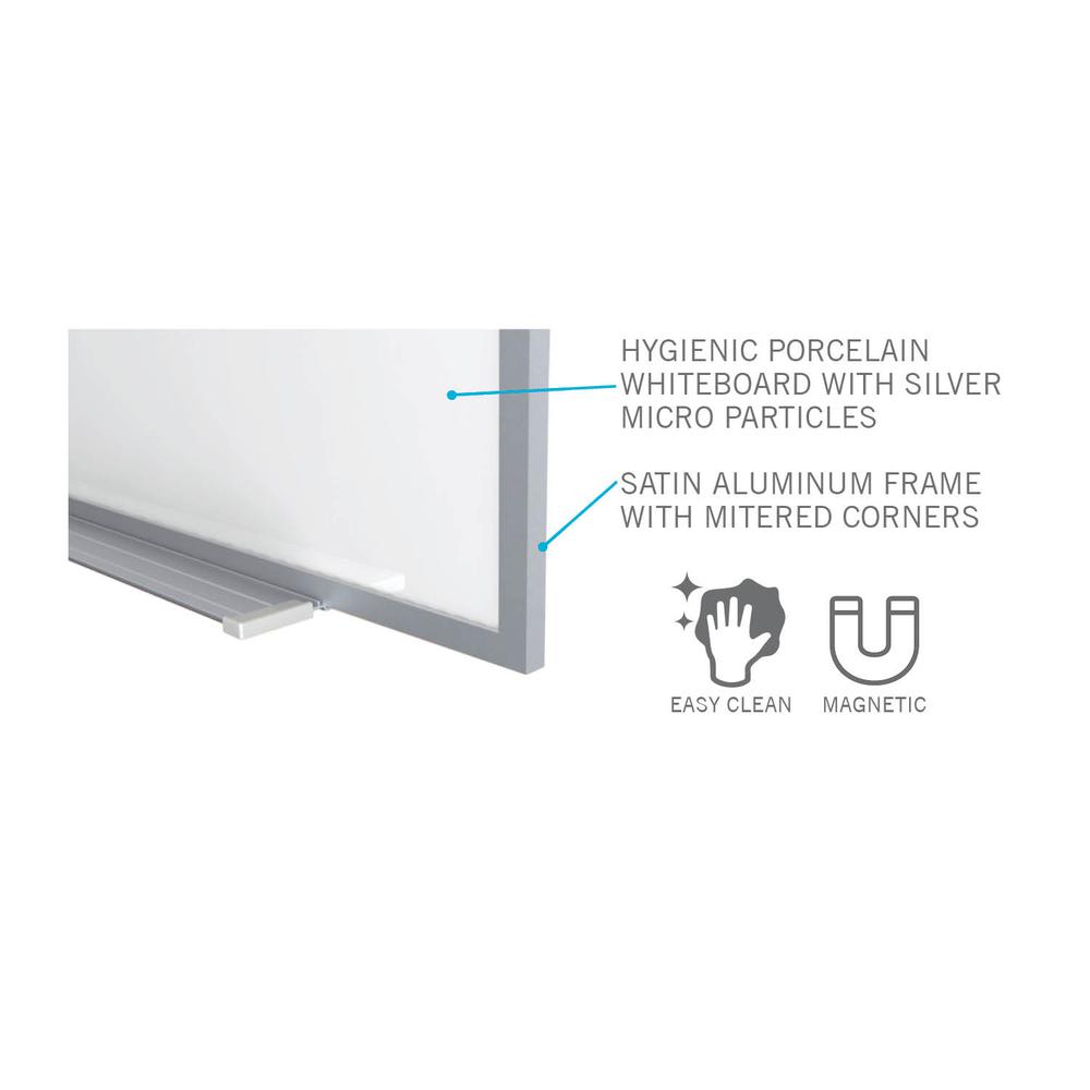 Magnetic Hygienic Porcelain Whiteboard with Aluminum Frame, 4'H x 7' 4"W. Picture 3