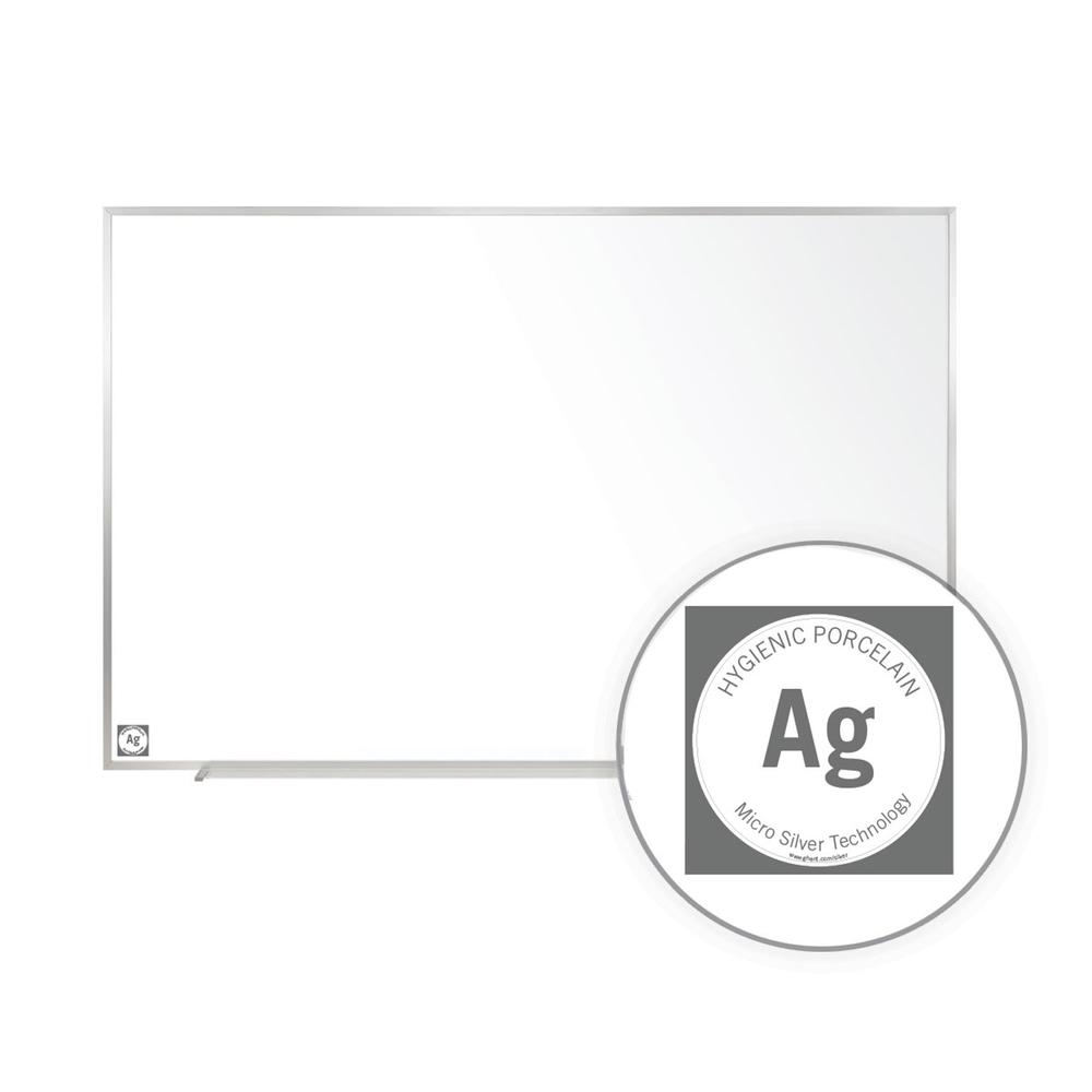 Magnetic Hygienic Porcelain Whiteboard with Aluminum Frame, 4'H x 7' 4"W. Picture 4