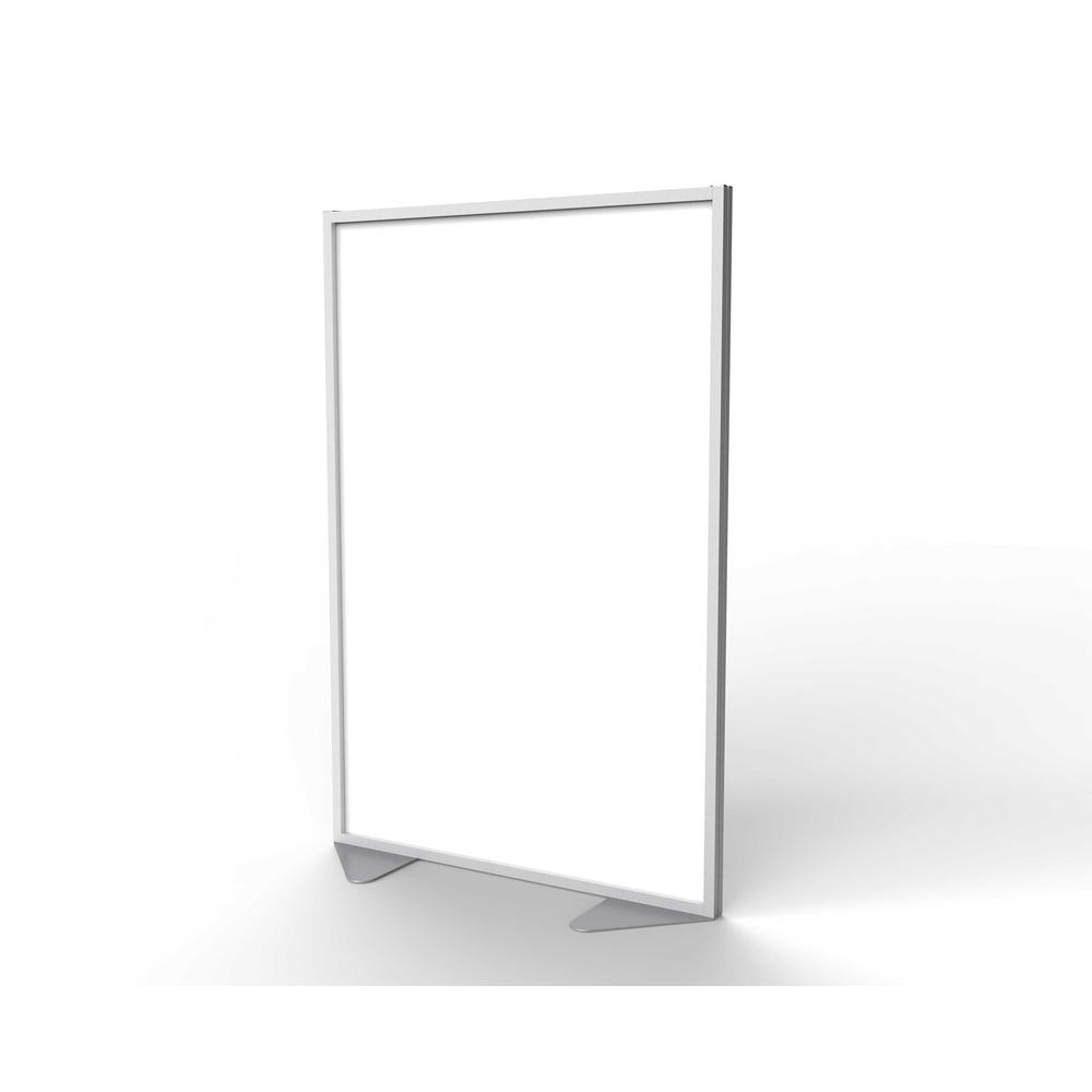 Ghent Floor Partition with Aluminum Frame and Full Panel Infill, Porcelain, 72"H x 48"W. Picture 1