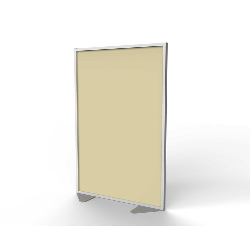 Ghent Floor Partition with Aluminum Frame and Full Panel Infill, Carmel Vinyl, 72"H x 48"W. Picture 1