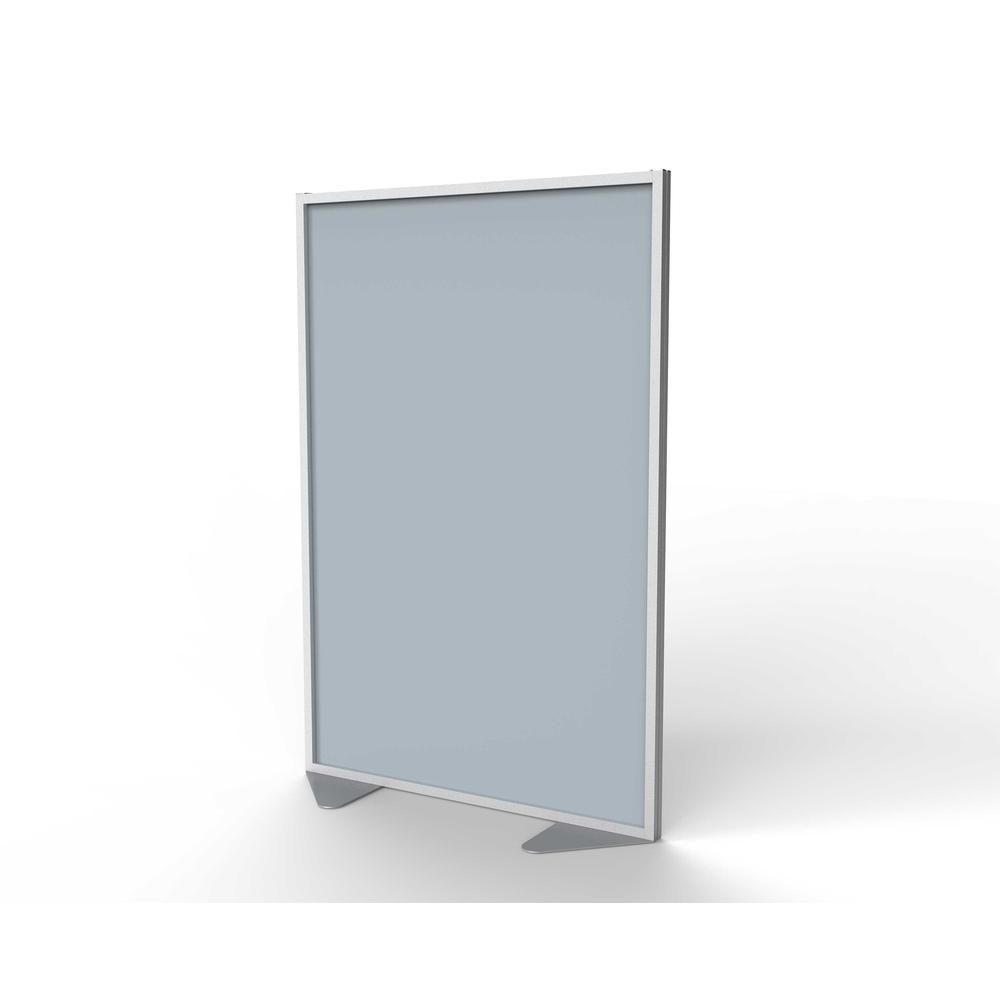 Ghent Floor Partition with Aluminum Frame and Full Panel Infill, Silver Vinyl, 72"H x 48"W. Picture 1