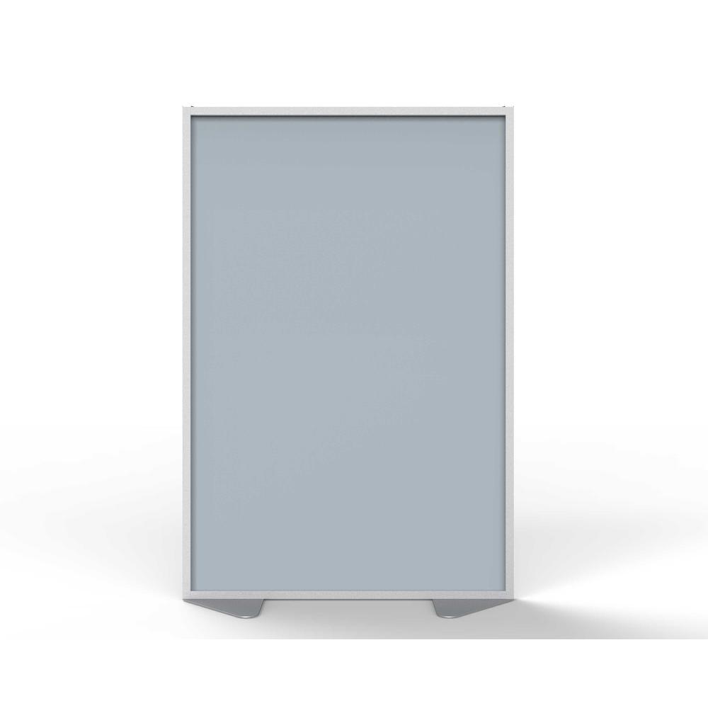 Ghent Floor Partition with Aluminum Frame and Full Panel Infill, Silver Vinyl, 72"H x 48"W. Picture 2