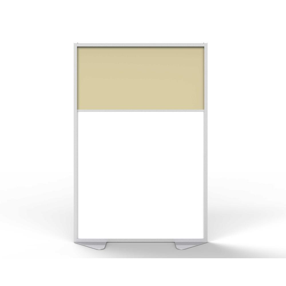 Ghent Floor Partition with Aluminum Frame and 2 Split Panel Infill, Porcelain and Carmel Vinyl, 72"H x 48"W. Picture 2