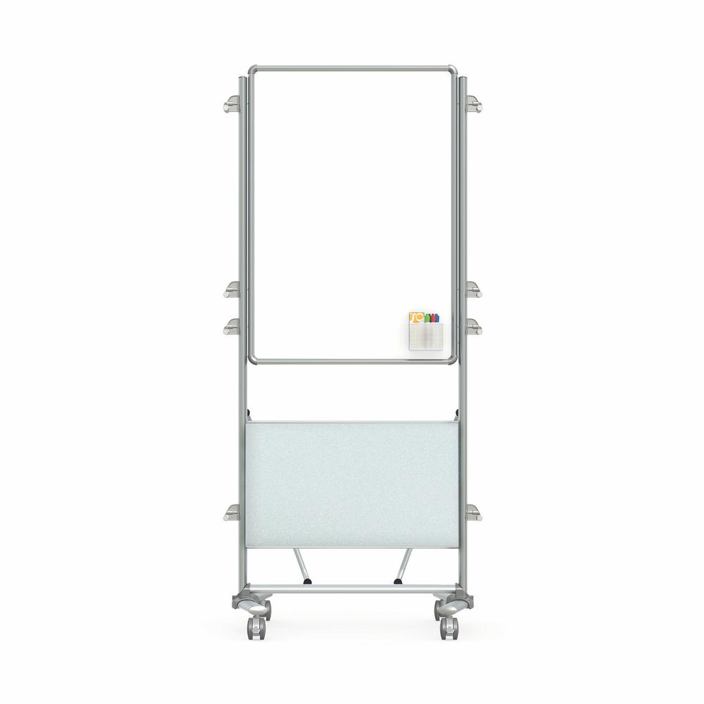 Ghent Nexus Easel+, Mobile 2-Sided Porcelain Magnetic Whiteboard with Tablet Storage, 39"H x 26"W. Picture 1