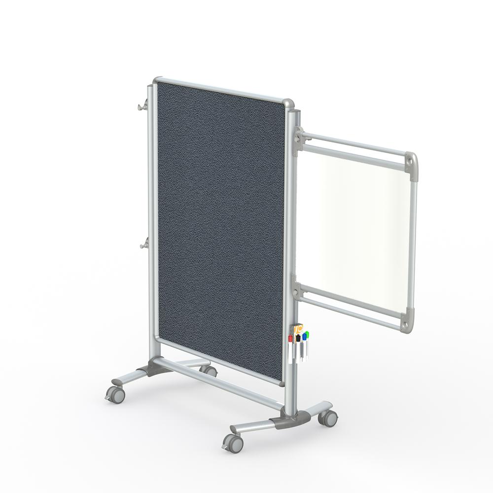 Ghent 57?" x 40?" Nexus Jr. Partition Mobile Fabric Bulletin Board, Double-Sided, Gray, Made in the USA. Picture 2
