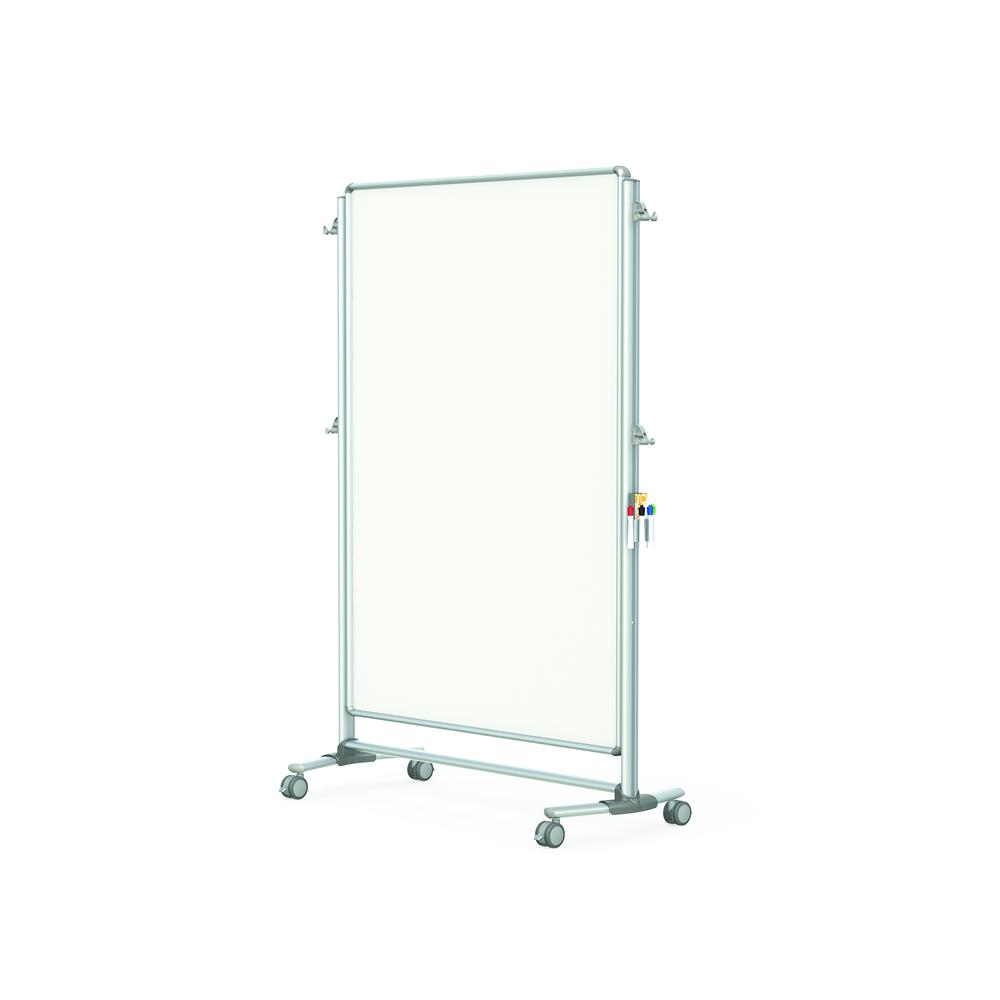 Ghent Nexus Partition, Mobile 2-Sided Porcelain Magnetic Whiteboard, 65"H x 46"W. Picture 1