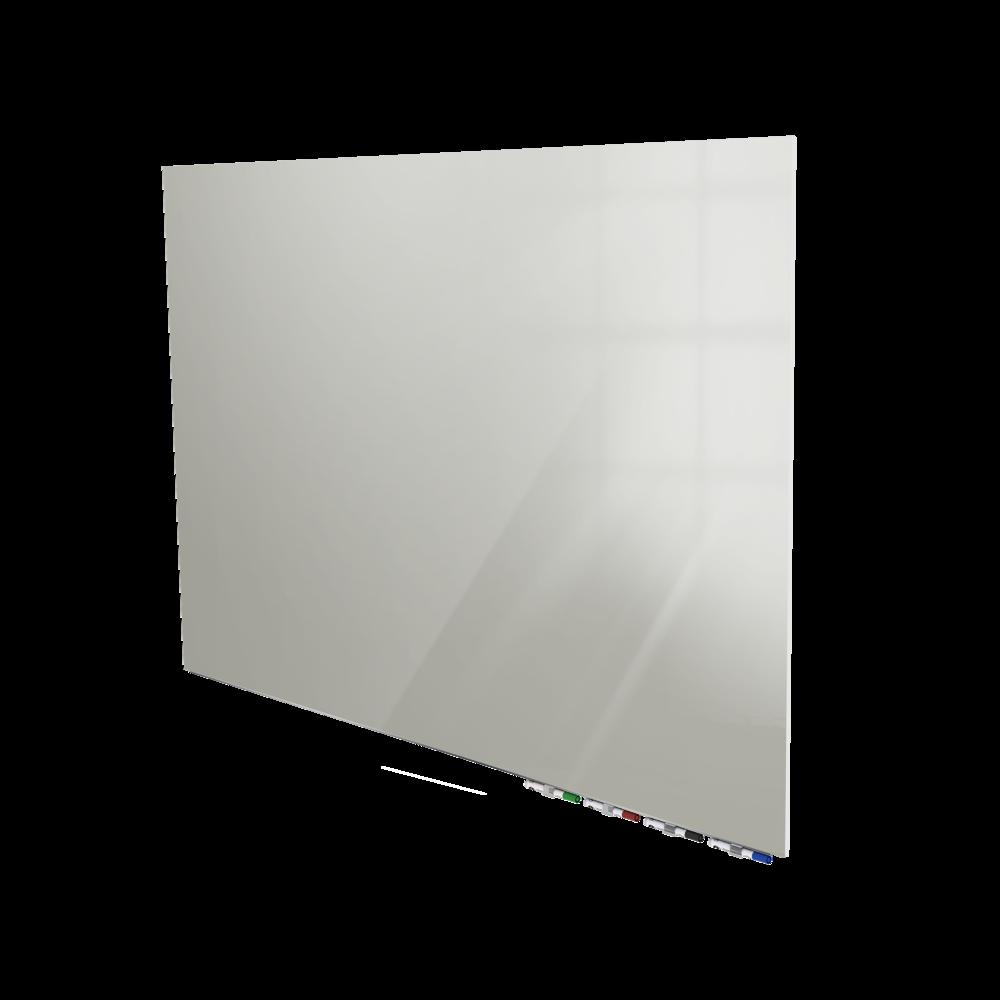 Ghent Aria 4'H x 5'W Magnetic Glass White Board, Gray Surface, Horizontal, 4 Rare Earth Magnets, 4 Markers and Eraser. Picture 2