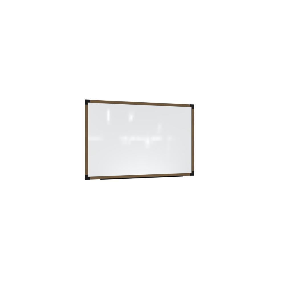 Ghent Prest Wall Whiteboard, Magnetic, Driftwood Oak Frame, 3'H x 4'W. Picture 1
