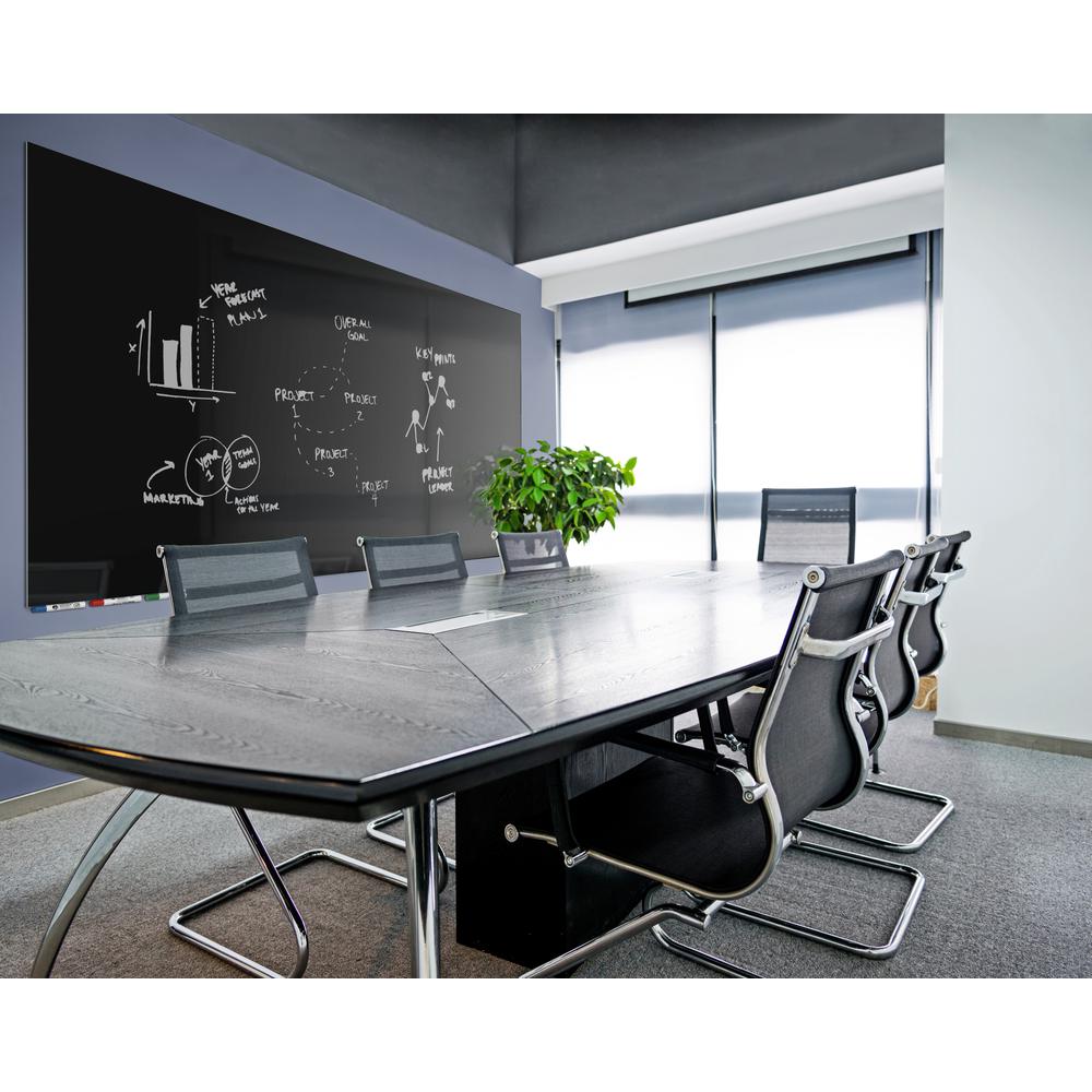 Ghent Aria 3'H x 4'W Magnetic Glass White Board, Gray Surface, Horizontal, 4 Rare Earth Magnets, 4 Markers and Eraser. Picture 4