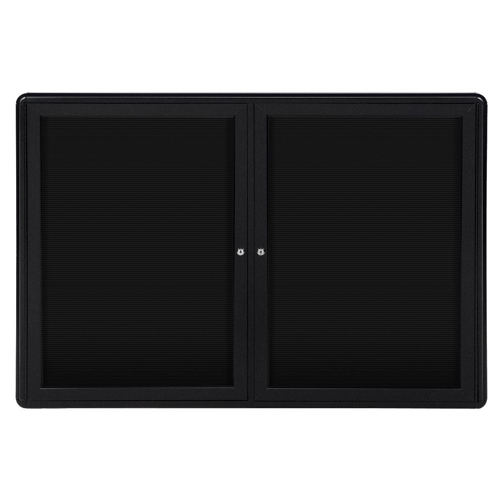34"x47" 2-Door Ovation Letterboard Black - Black Frame. Picture 1