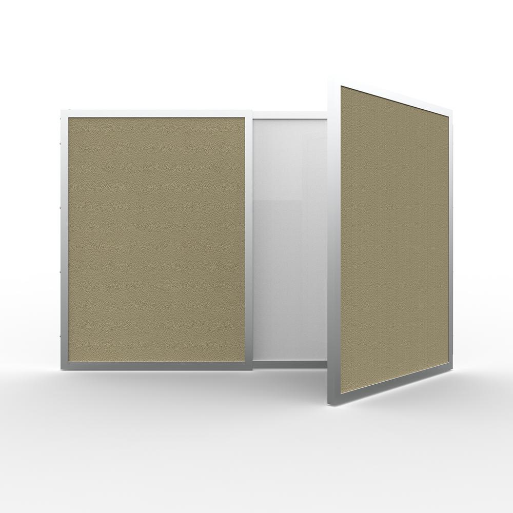 Ghent VisuALL PC Whiteboard Cabinet with Fabric Bulletin Board Exterior Doors, Beige. The main picture.