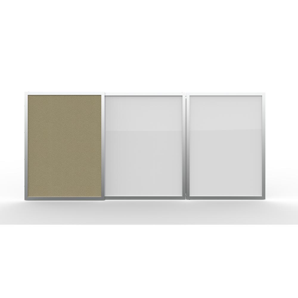 Ghent VisuALL PC Whiteboard Cabinet with Fabric Bulletin Board Exterior Doors, Beige. Picture 2