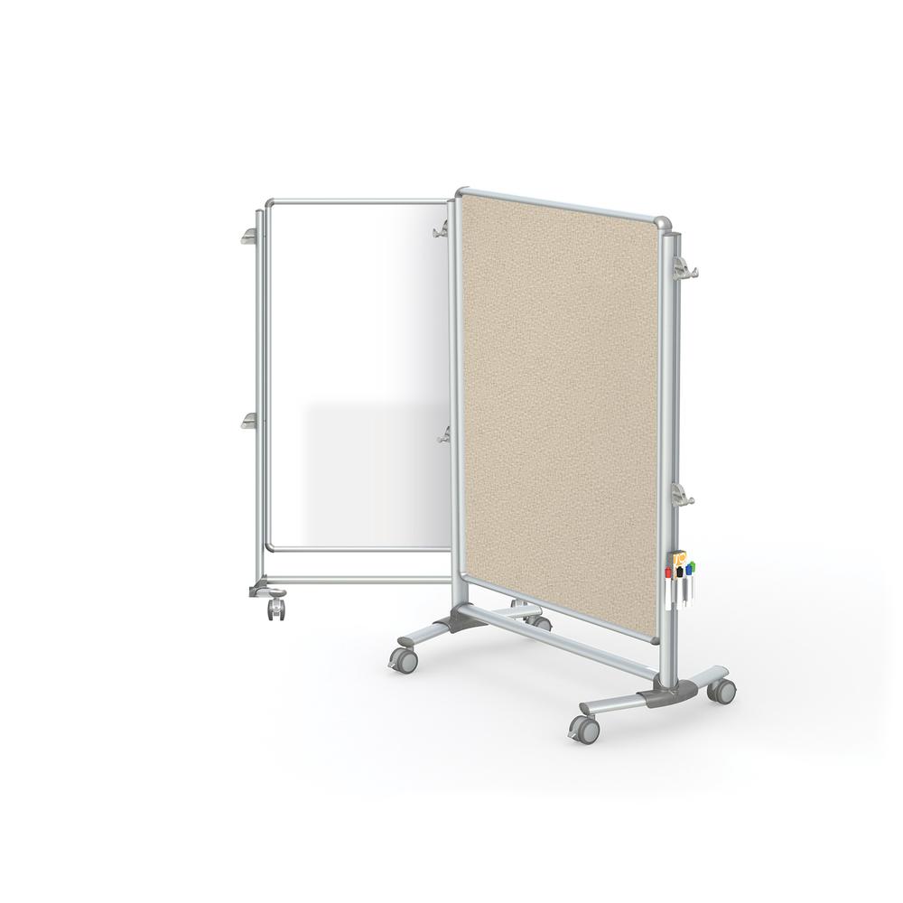 57⅜" x 40⅜" Nexus Jr. Partition - 2-Sided Mobile Porcln Magn WB/ Fabric TB Beige. The main picture.