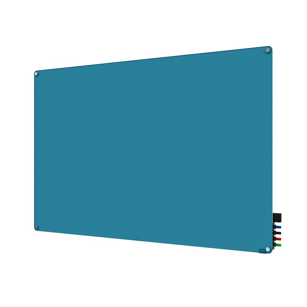 Ghent 4'x5' Harmony Magnetic Glassboard, Colors - Radius Corners - Blue - 4 Rare Earth Magnets, 4 Markers and Eraser. Picture 2