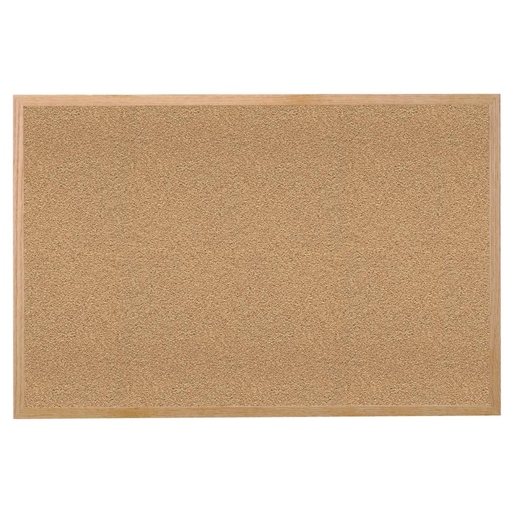 Ghent Natural Cork Bulletin Board with Wood Frame, 4'H x 5'W. Picture 1