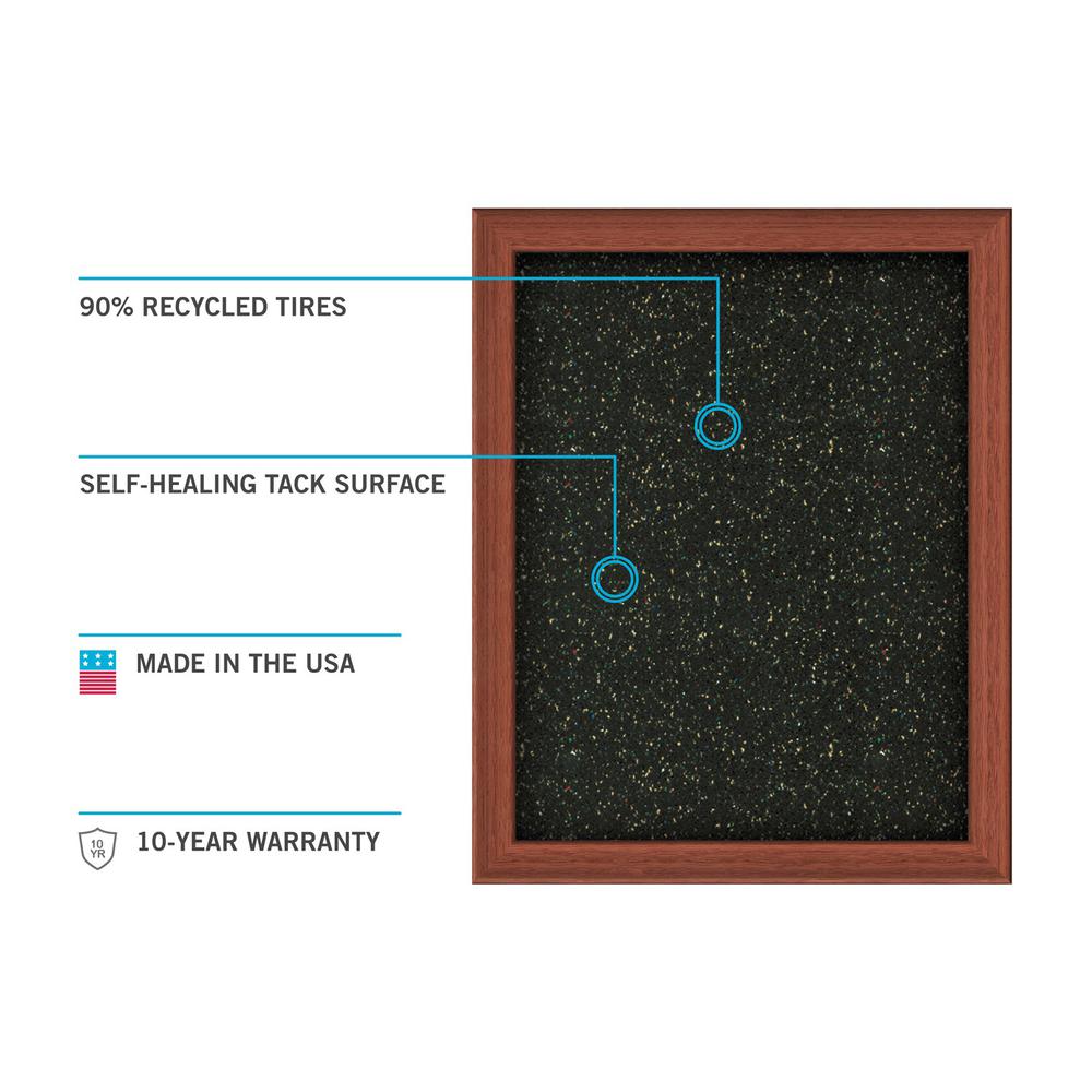 24.0"x36.0" Aluminum Frame Recycled Rubber Bulletin Board - Black. Picture 3