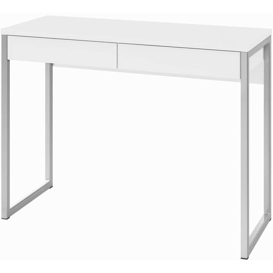 Function Plus 2 Drawer Desk, White High Gloss. Picture 1