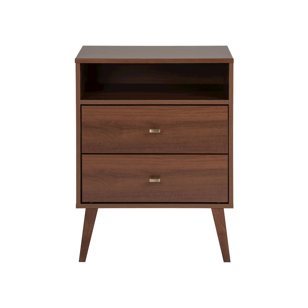 Milo 2-drawer Tall Nightstand with Open Shelf, Cherry. Picture 4