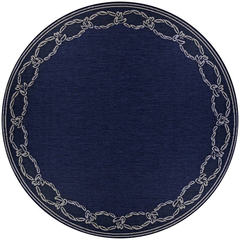 Rope Knot Area Rug, Ivory/Indigo ,Round, 8'6" x 8'6". Picture 1