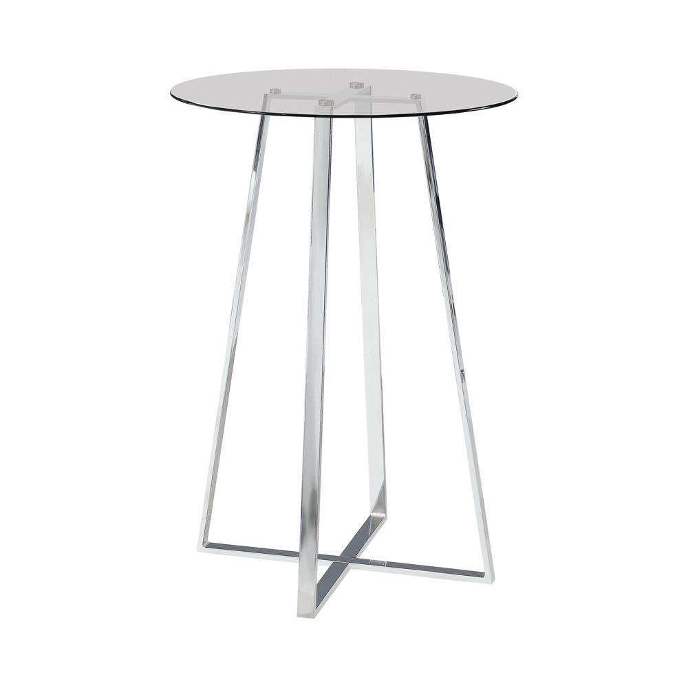 Zanella Glass Top Bar Table Chrome. Picture 1