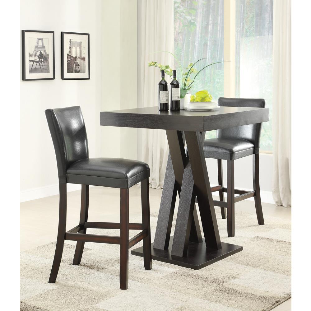 Alberton Upholstered Bar Stools Black and Cappuccino (Set of 2). Picture 2
