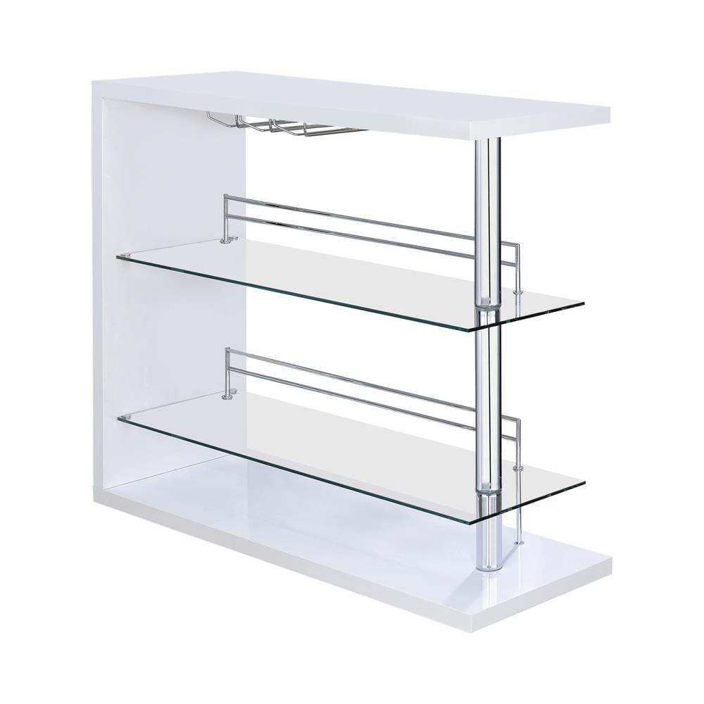 Prescott Rectangular 2-shelf Bar Unit Glossy White. Picture 4