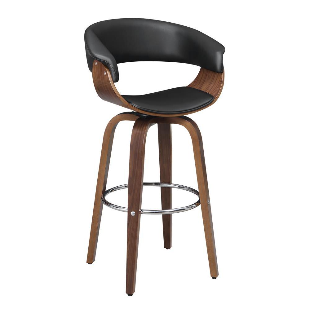 Zion Upholstered Swivel Bar Stool Walnut and Black. Picture 2