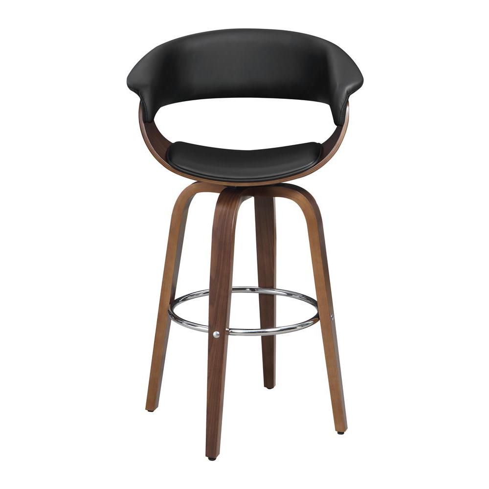 Zion Upholstered Swivel Bar Stool Walnut and Black. Picture 3