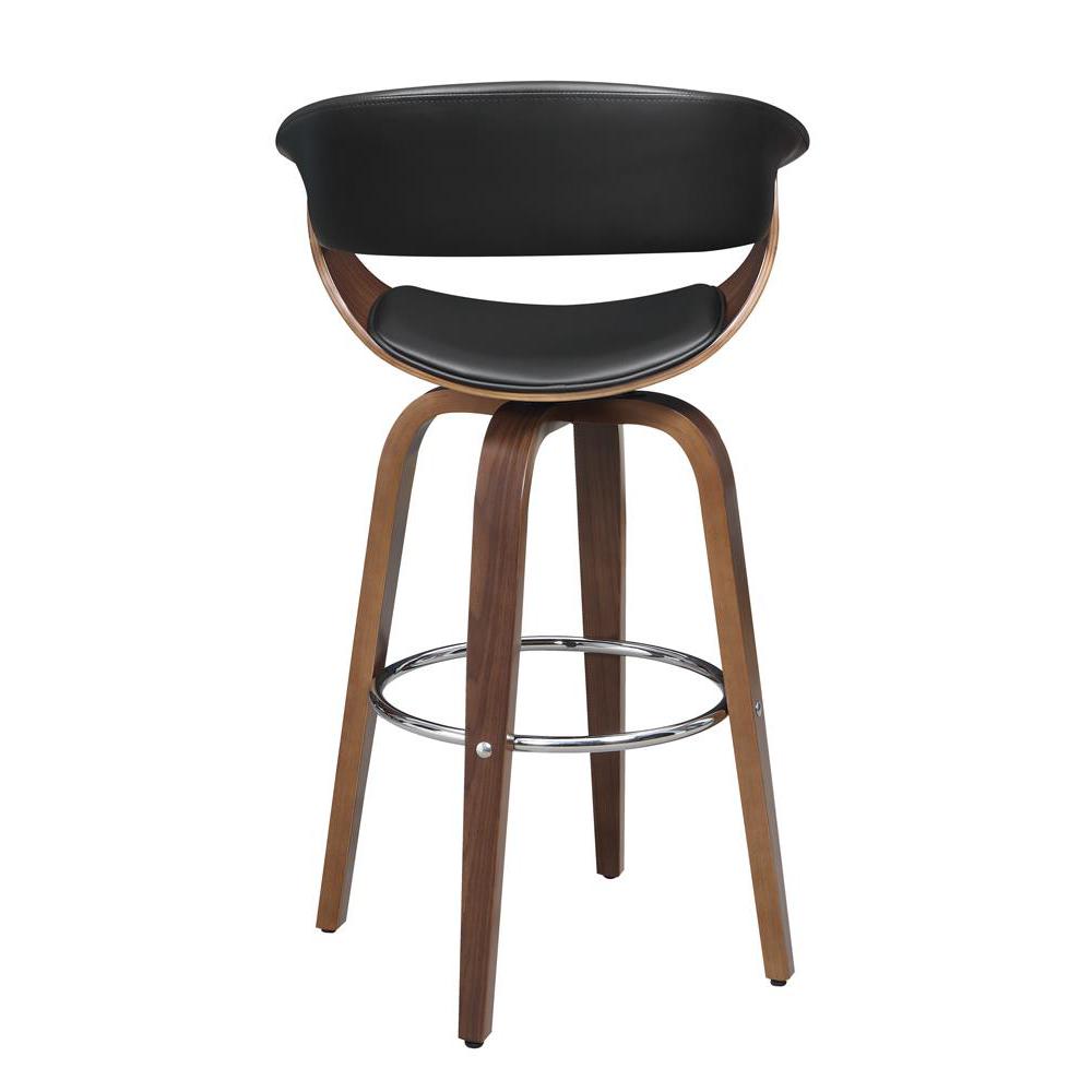 Zion Upholstered Swivel Bar Stool Walnut and Black. Picture 6