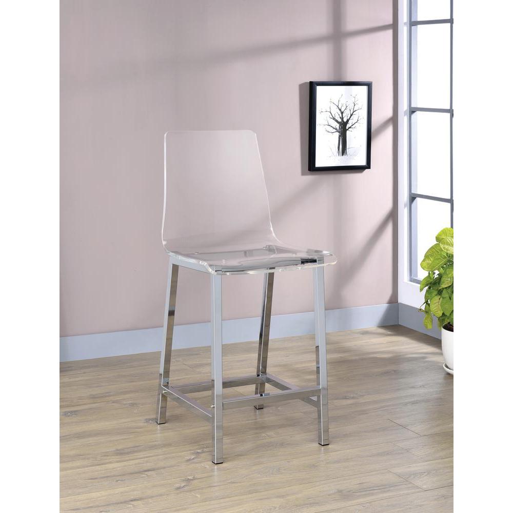 Juelia Counter Height Stools Chrome and Clear Acrylic (Set of 2). Picture 3