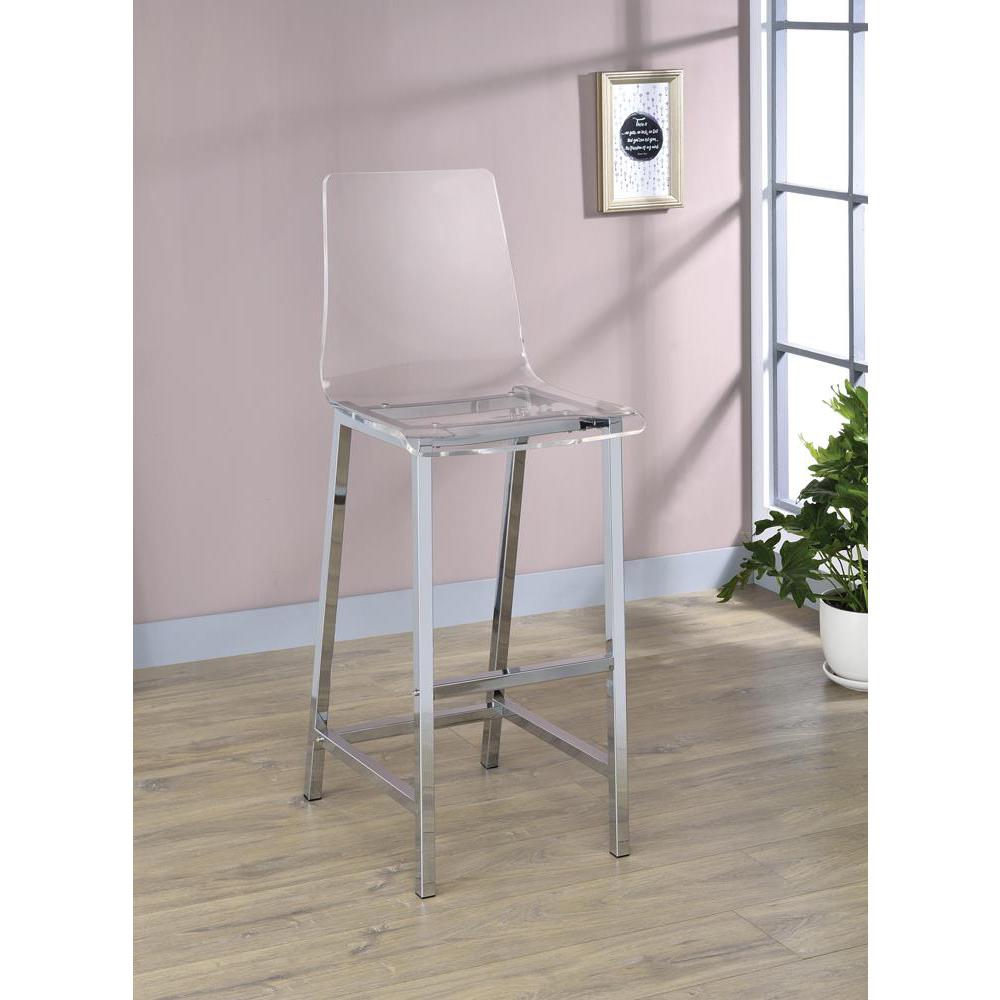 Juelia Bar Stools Chrome and Clear Acrylic (Set of 2). Picture 1