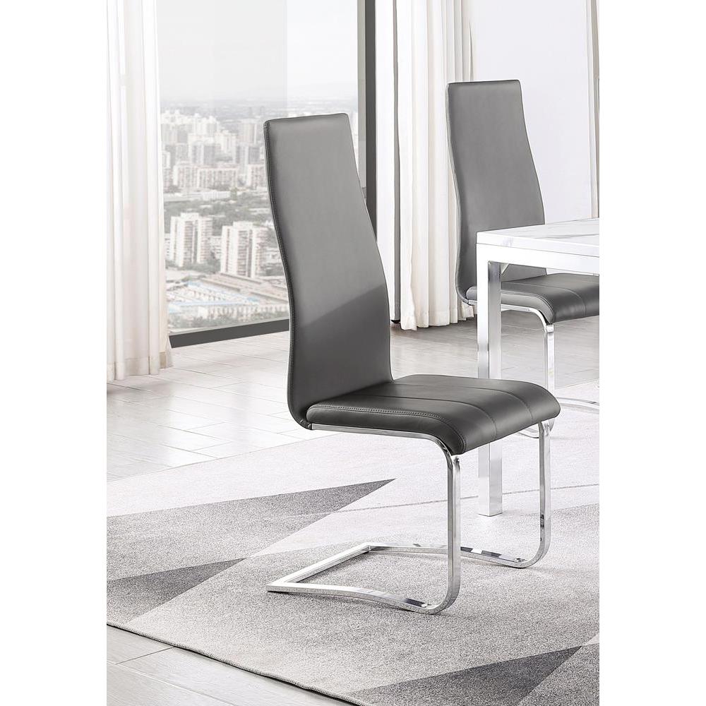 Montclair Upholstered High Back Side Chairs Grey and Chrome (Set of 4). Picture 1