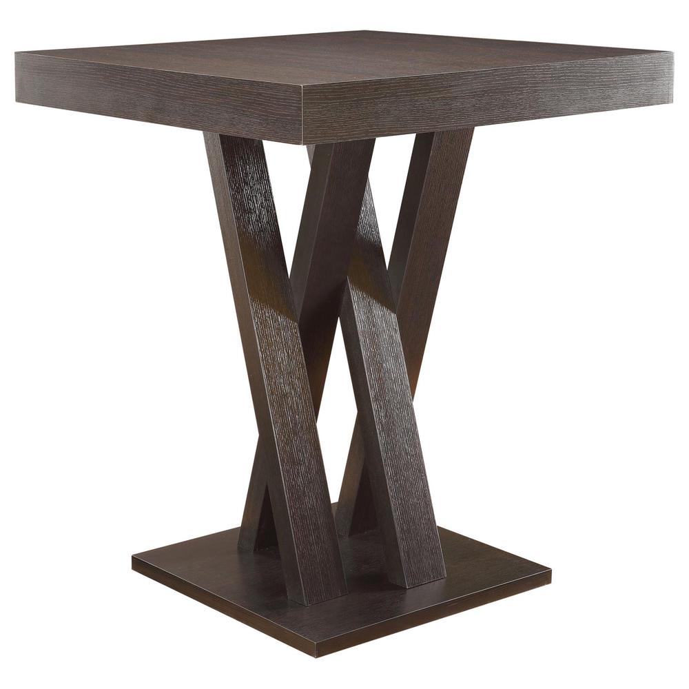 Freda Double X-shaped Base Square Bar Table Cappuccino. Picture 1