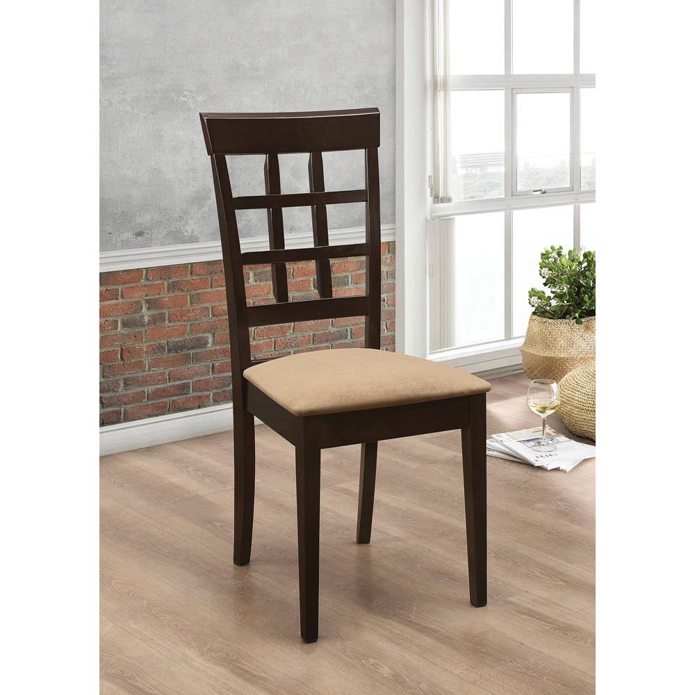 Gabriel Lattice Back Side Chairs Cappuccino and Tan (Set of 2). Picture 2