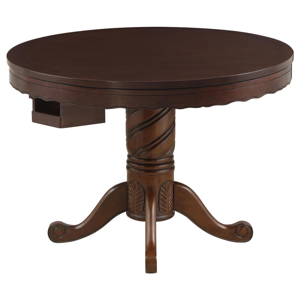 Turk 3-in-1 Round Pedestal Game Table Tobacco. Picture 1