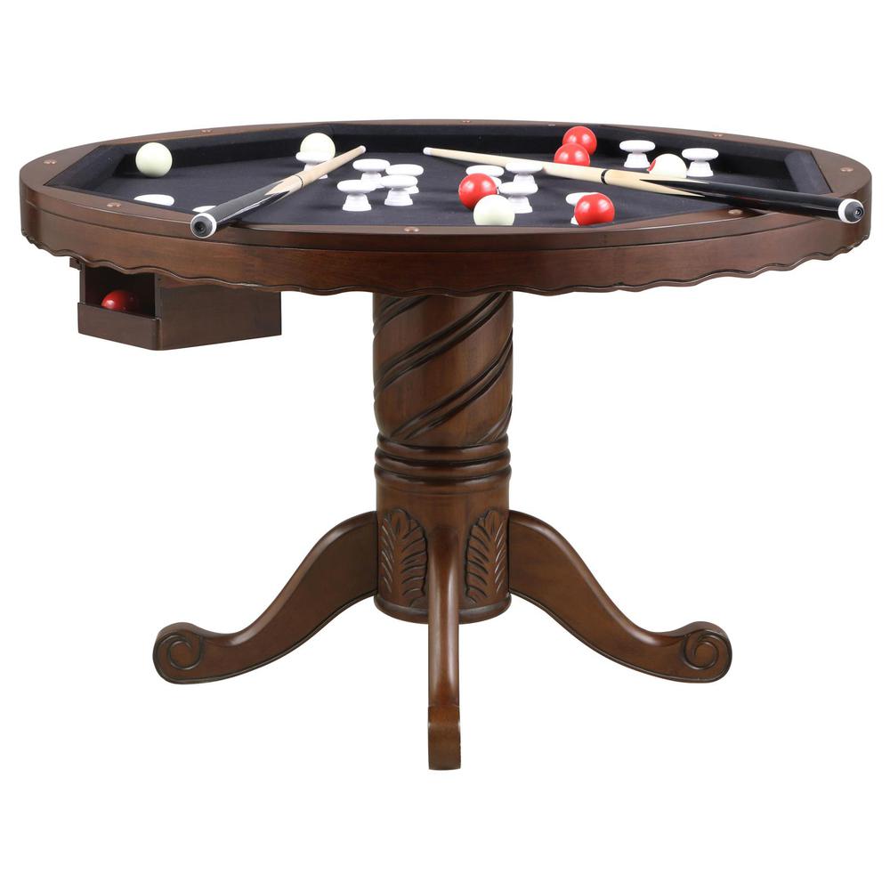 Turk 3-in-1 Round Pedestal Game Table Tobacco. Picture 3