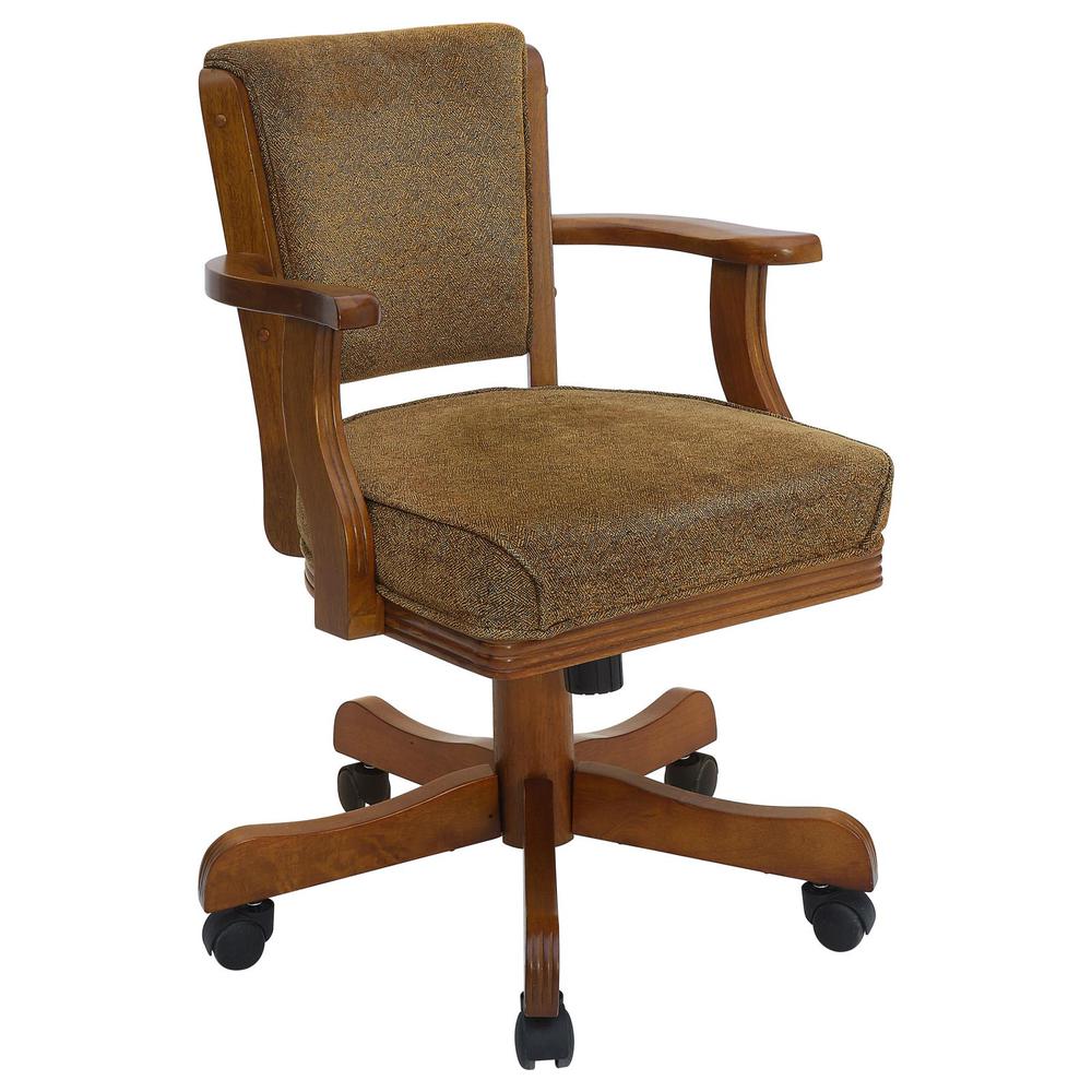 Mitchell Upholstered Game Chair Olive-brown and Amber. Picture 1