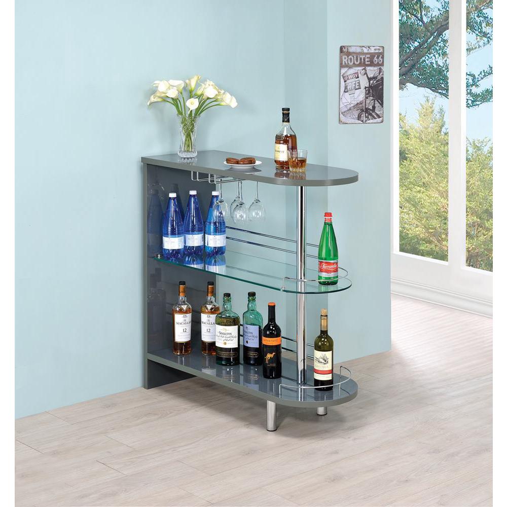 Adolfo 3-tier Bar Table Glossy Grey and Clear. Picture 1