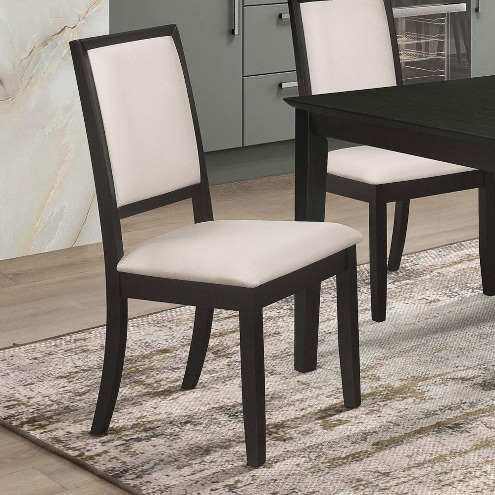 Louise Upholstered Dining Side Chairs Black and Cream (Set of 2). Picture 11