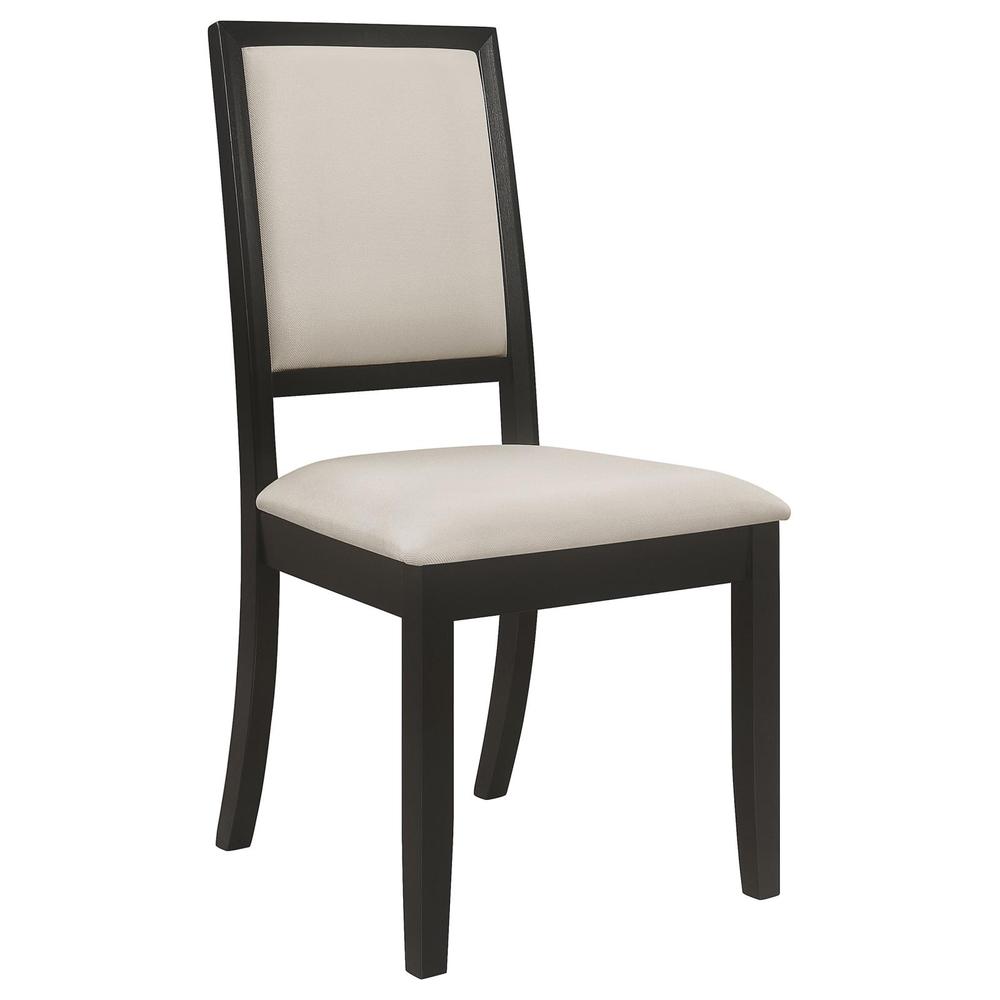 Louise Upholstered Dining Side Chairs Black and Cream (Set of 2). Picture 2