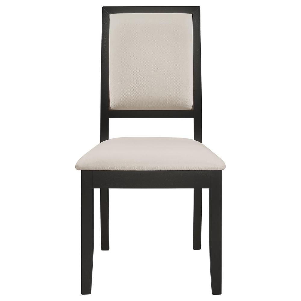 Louise Upholstered Dining Side Chairs Black and Cream (Set of 2). Picture 3