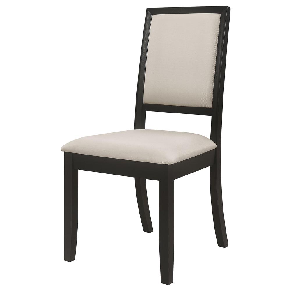 Louise Upholstered Dining Side Chairs Black and Cream (Set of 2). Picture 4