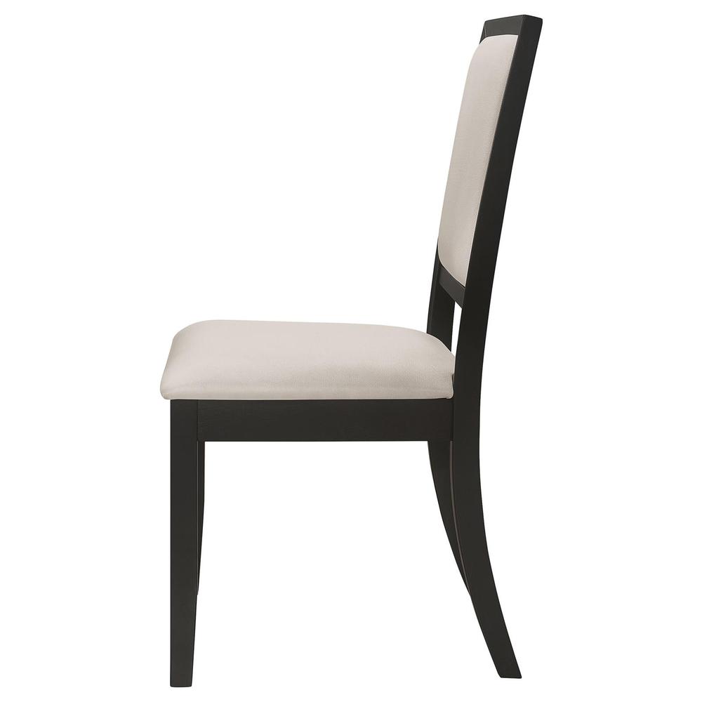 Louise Upholstered Dining Side Chairs Black and Cream (Set of 2). Picture 5